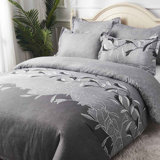 3-Piece Embroidered Printed Bedding Set – Polyester Duvet Cover & Pillowcase Set