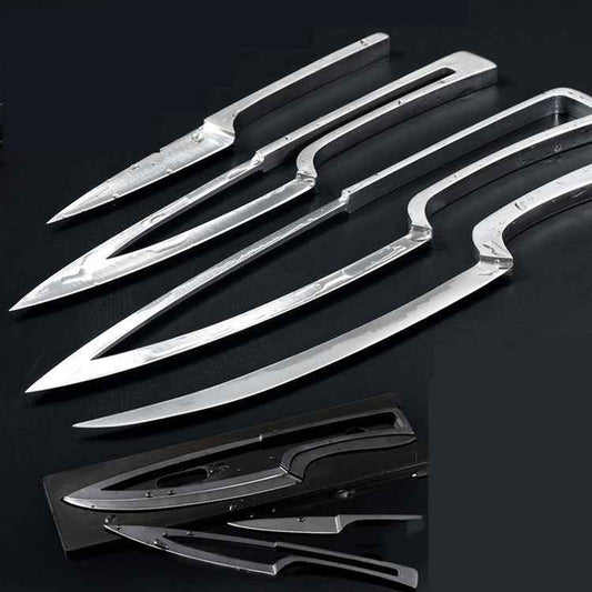 440C Stainless Steel Kitchen Knife Set – Chef, Fruit, Peeling & Slicing Knives with Holder