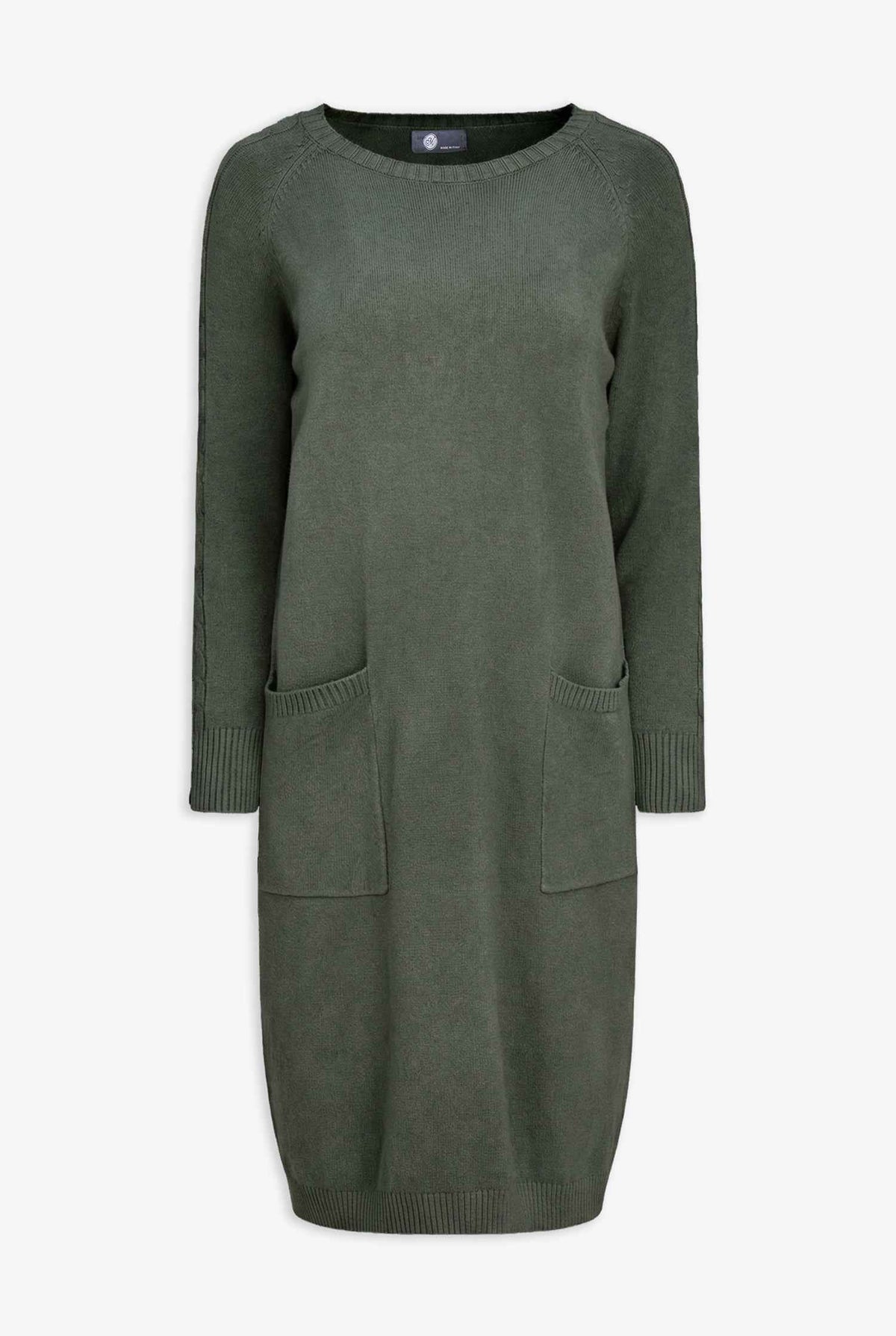 Women's Knit Scoop-Neck Dress, Long Raglan Sleeves & Patch Pockets