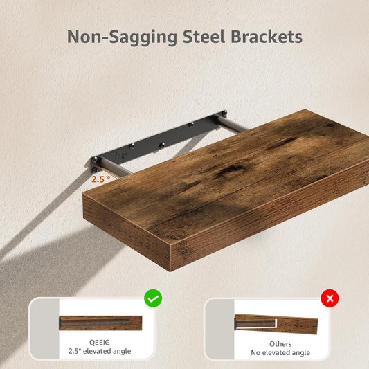 Floating Wall Shelf – Wooden Bamboo Storage Shelf for Living Room, Bedroom & Home Décor
