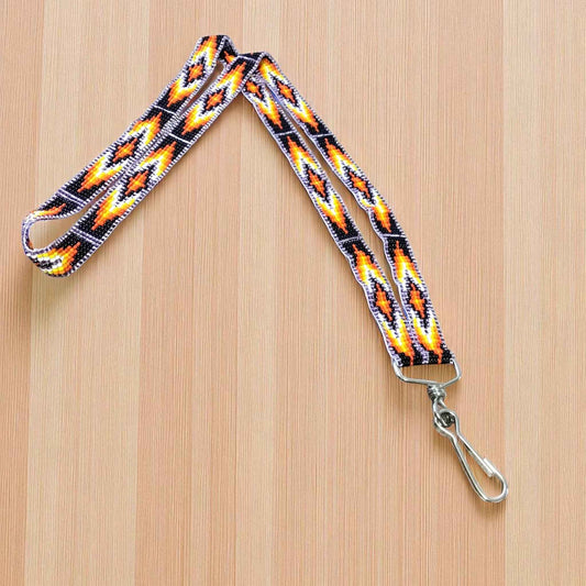 Purple black black Native Beaded Lanyard
