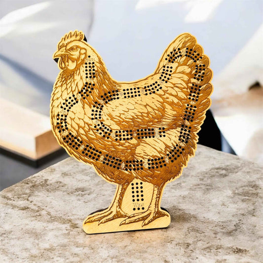 Chicken Cribbage Board-Rustic Farmhouse Wooden Game