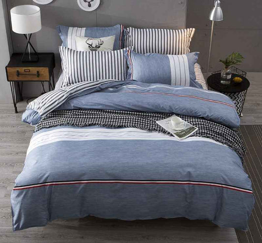 4-Piece Diamond Velvet Bedding Set – Geometric Pattern Duvet Cover & Sheet Set