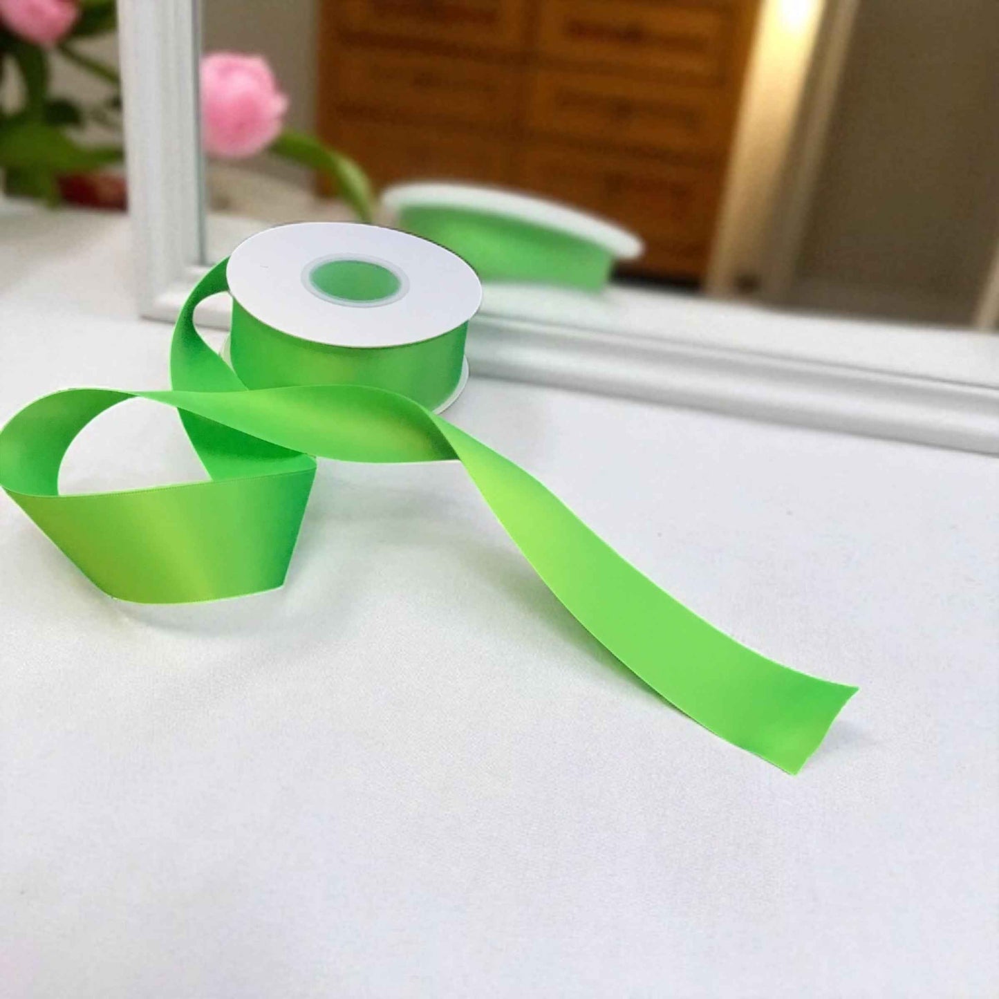 Satin Ribbon Double Face Light Green #549 -3.8 cm Wide