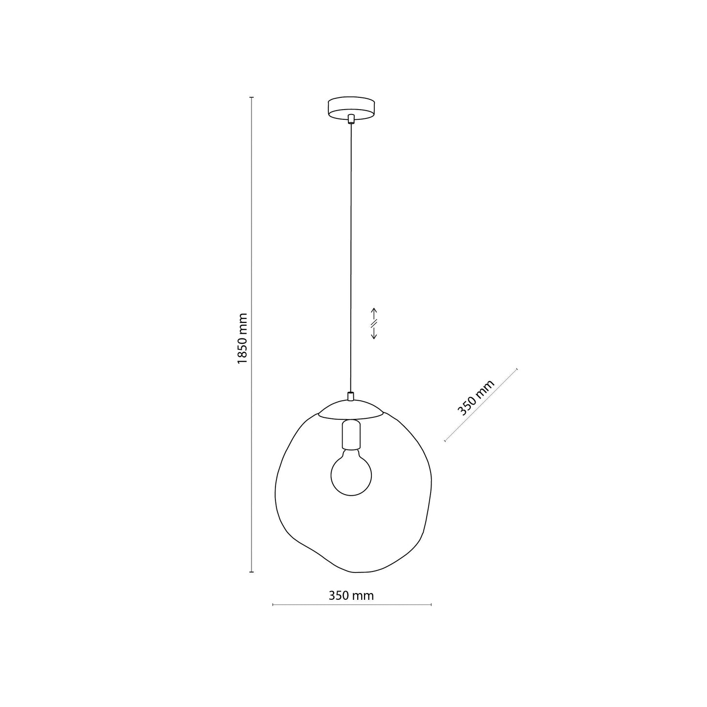 SOL Large Glass Pendant Light for Kitchen Island, Dining Room & Modern Interiors