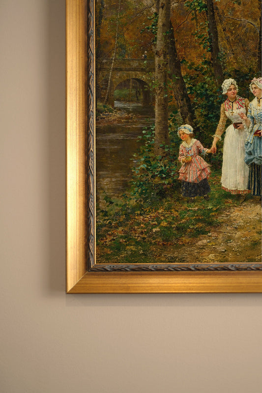 PROMENADE D'AUTOMNE, CADRE VINTAGE OR