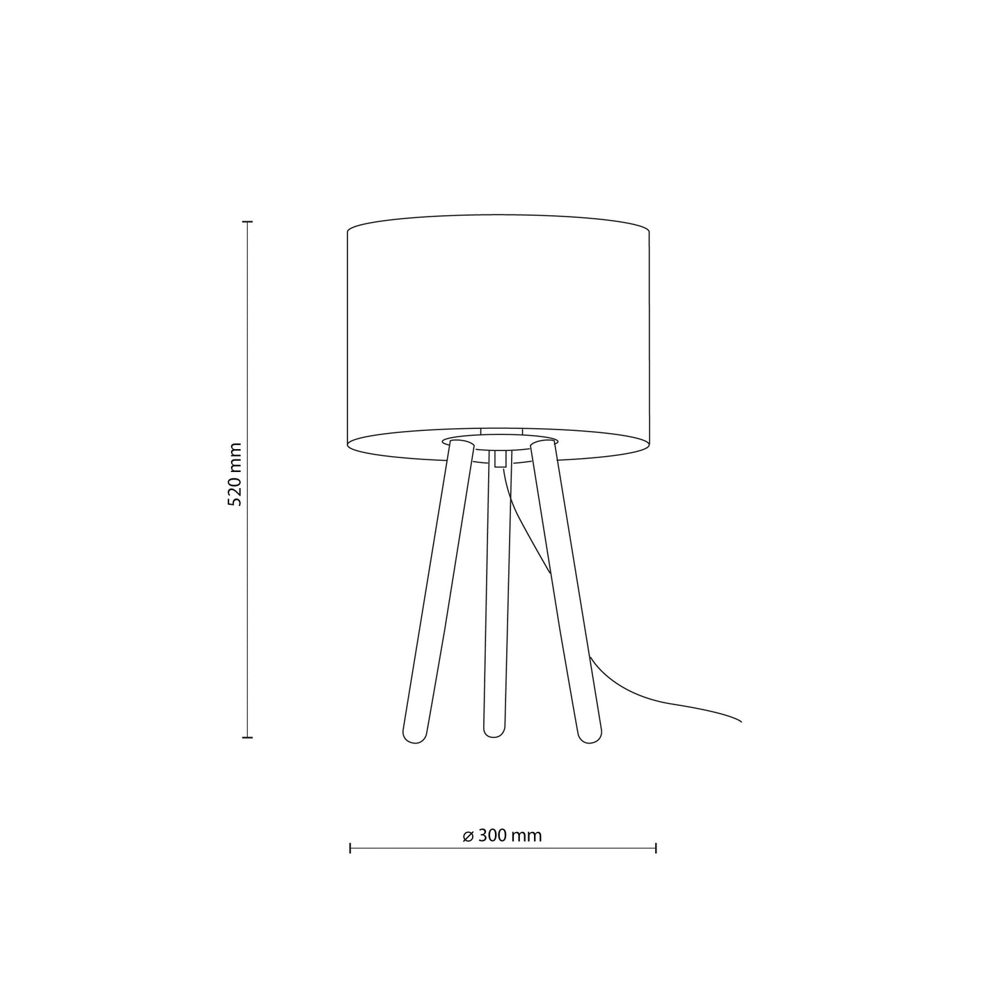 TOKYO Wood Tripod Table Lamp for Bedroom & Nightstand