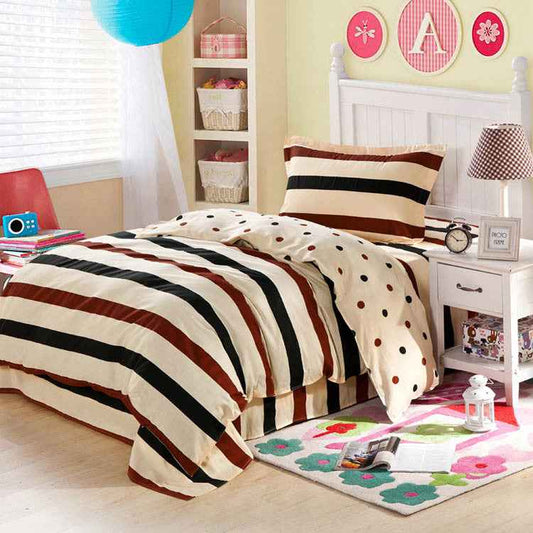 3-Piece Cotton Floral Bedding Set – Reactive Printed Cartoon Duvet Cover & Sheet Set