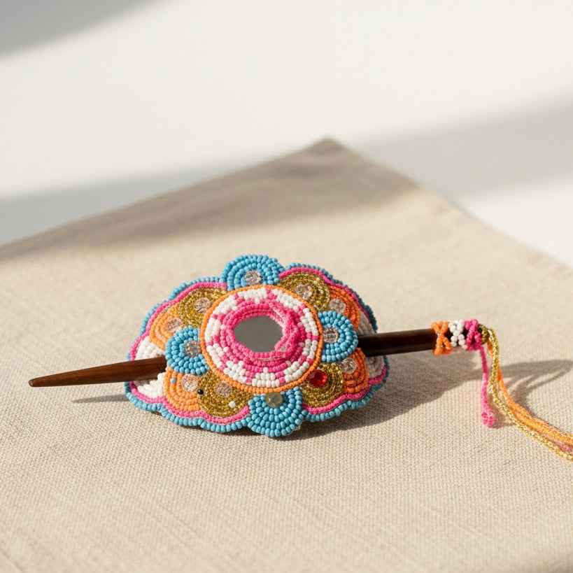Multicolor Barrette light orange W/ sky blue (24)