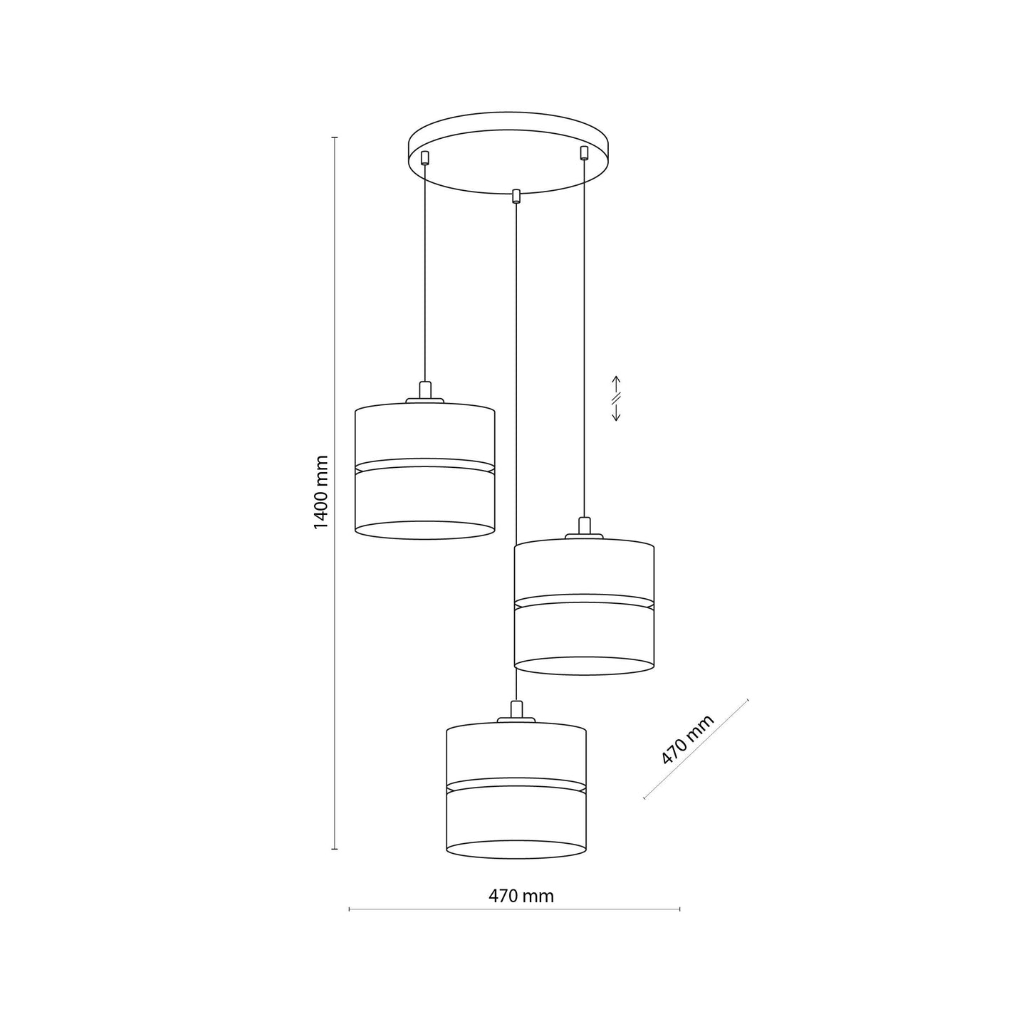 LINOBIANCO 3-Light Cluster Pendant with Linen & Jute Shades for Dining, Kitchen & Living Room
