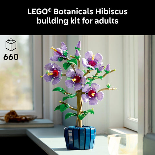 LEGO Botanicals Hibiscus Flower Building Set - Artificial Plant & Flower Building Blocks for Women & Men, Ages 18+ - Home, Office Decor Gift Idea - 10372 🍁 All In One Marketplace Canada