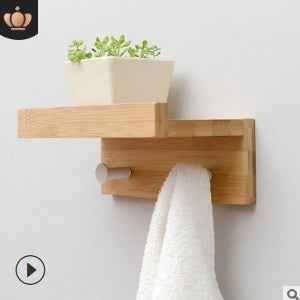 Bamboo Wall Shelf with Hooks – Creative Word Partition Floating Storage & Display Rack
