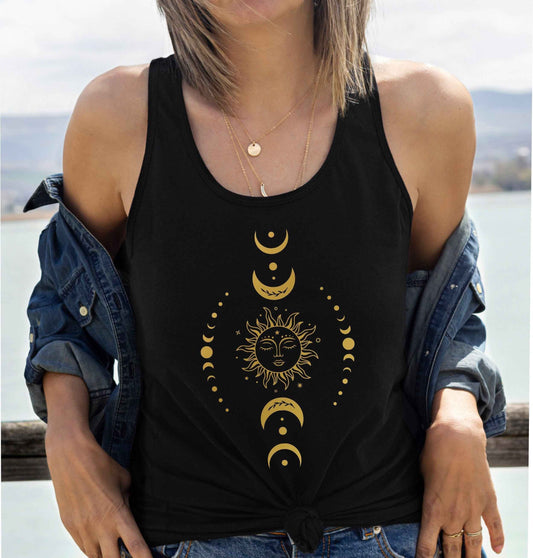 Gold Sun and Moon Phases Tank Top