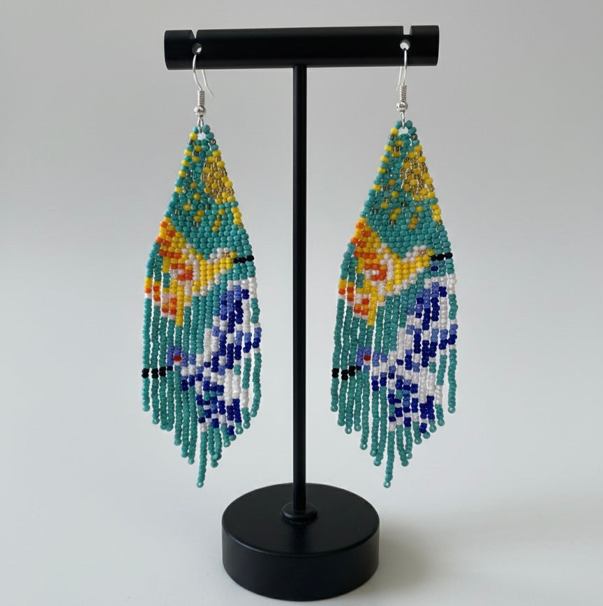 Turquoise Sky Dancer Beaded Earrings