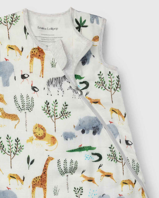 Baby Bamboo Muslin Sleep Sack 0.5 TOG - Safari Jungle
