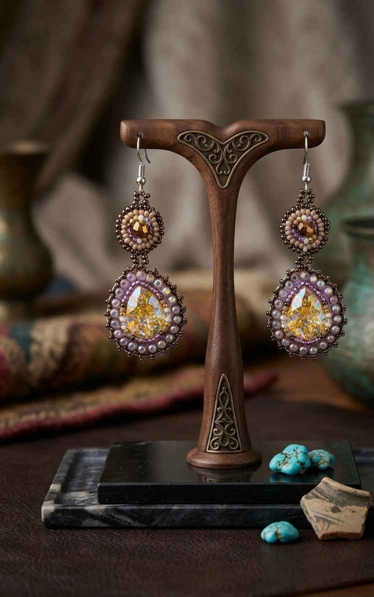 Drop Beaded Earrings. Yellow collection