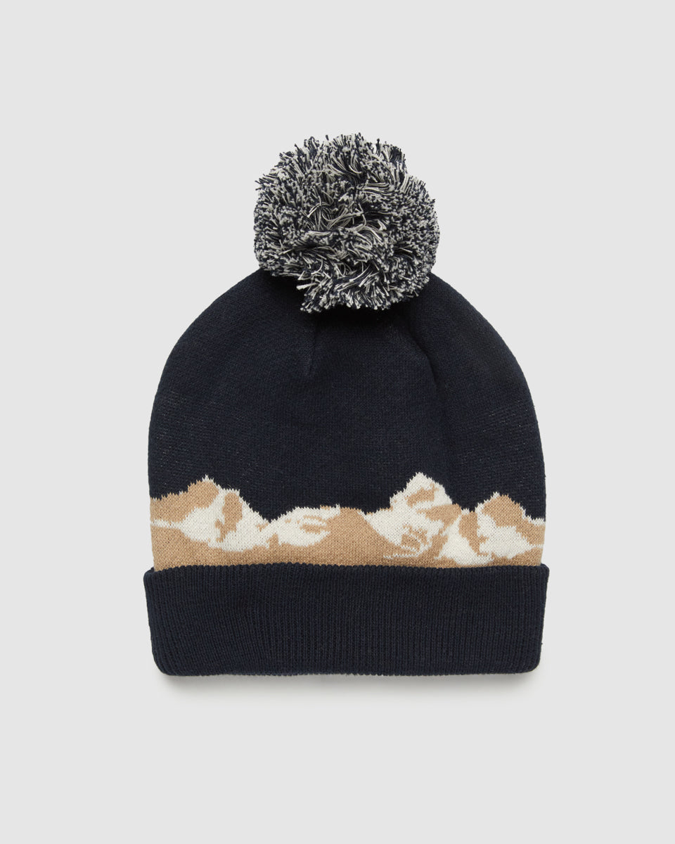 Mountain Scenic Pom Beanie