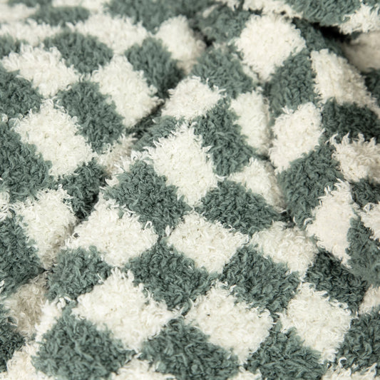 Baby's Breath & Forest Green Check Print Extended Throw