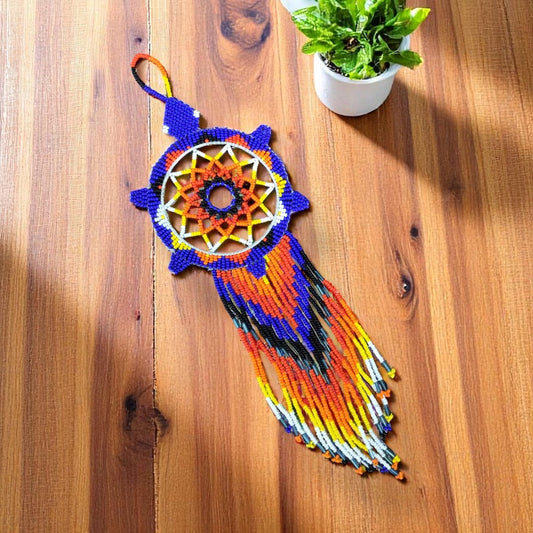 Blue and Red Tribal Beaded Dreamcatcher