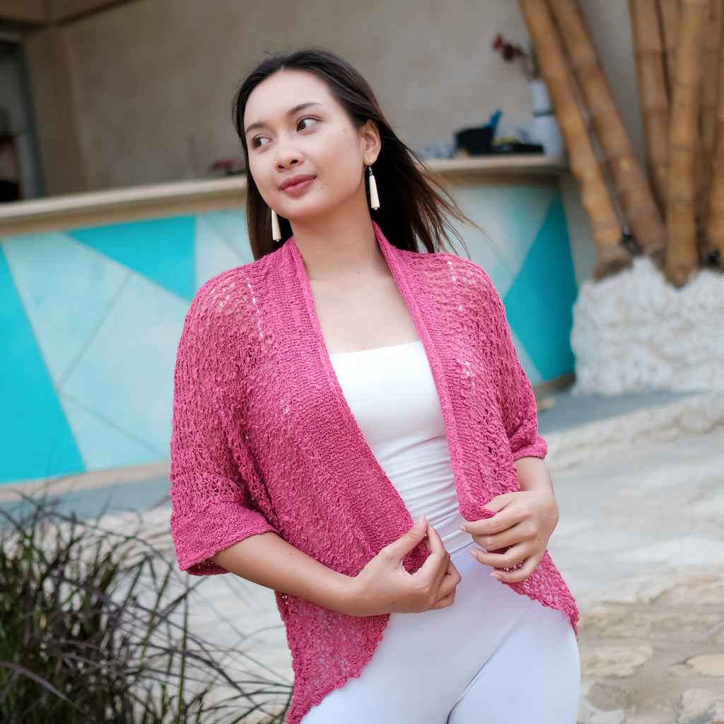 Short Sleeved Cardigan - Pink