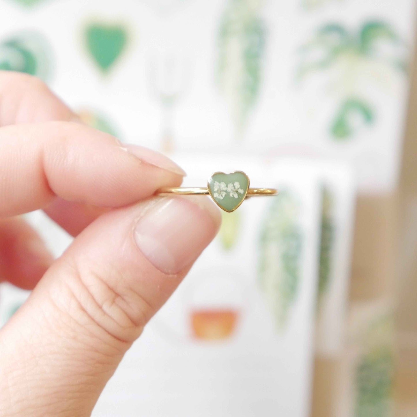 Bague automne - mini coeur (ajustable)