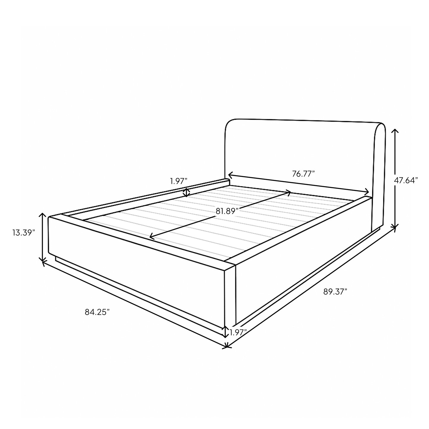 Faye Upholstered Bed With Curved Headboard - Perfect Taupe