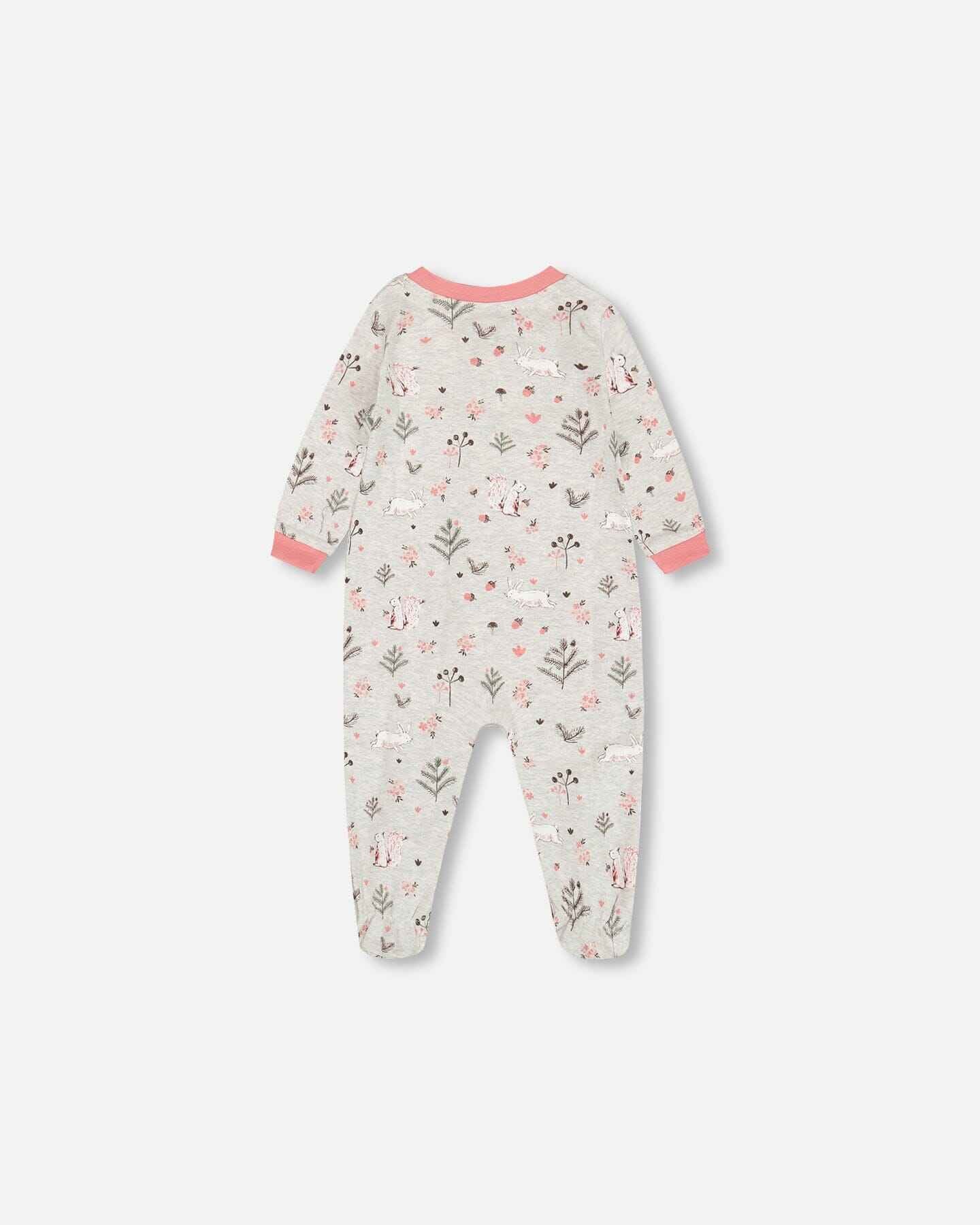 Organic Cotton One Piece Pajama Beige Mix Printed Squirrel