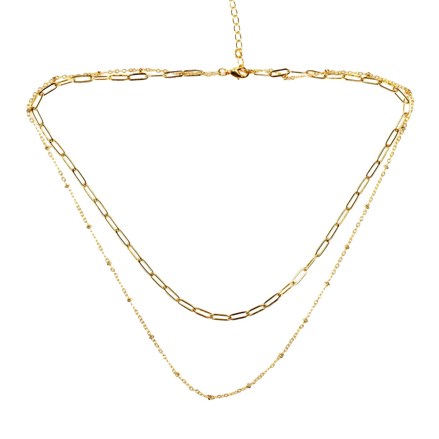 Double Chain Necklace- Gold Plate