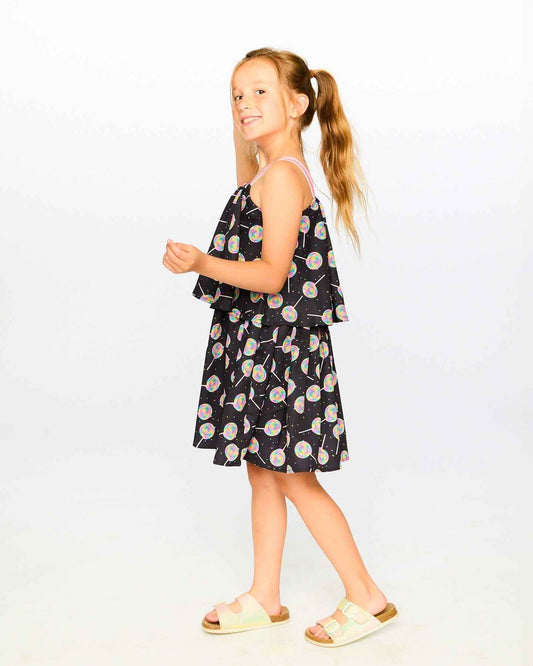 Woven Dress Black Lollipop Print