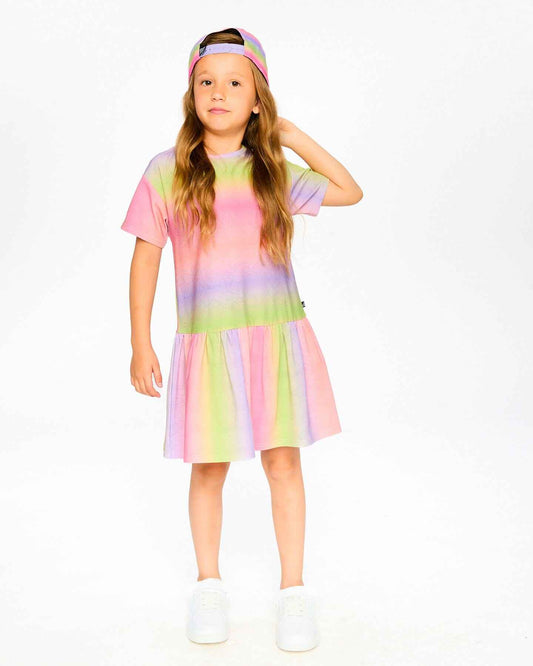 Printed Jersey Dress With Heart Back Cut Out Multicolor