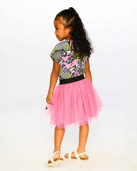Bi-Material Dress Black Printed Multicolor