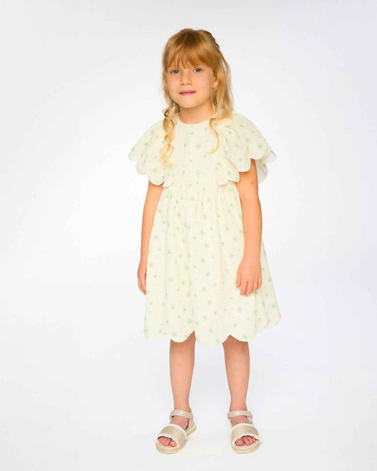 Jacquard Dress White Printed Flowers