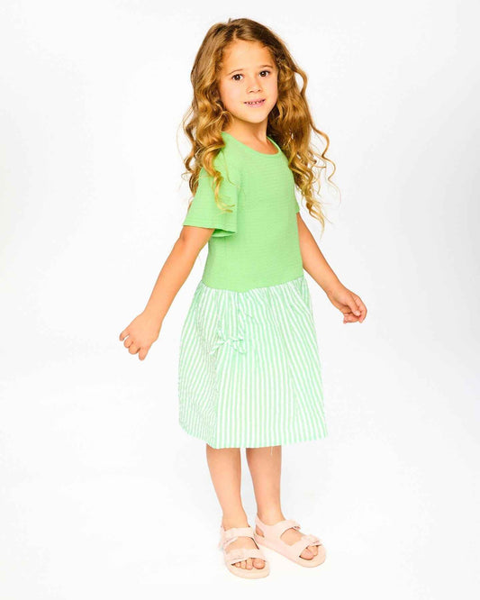 Bi-Material Dress Mint Green