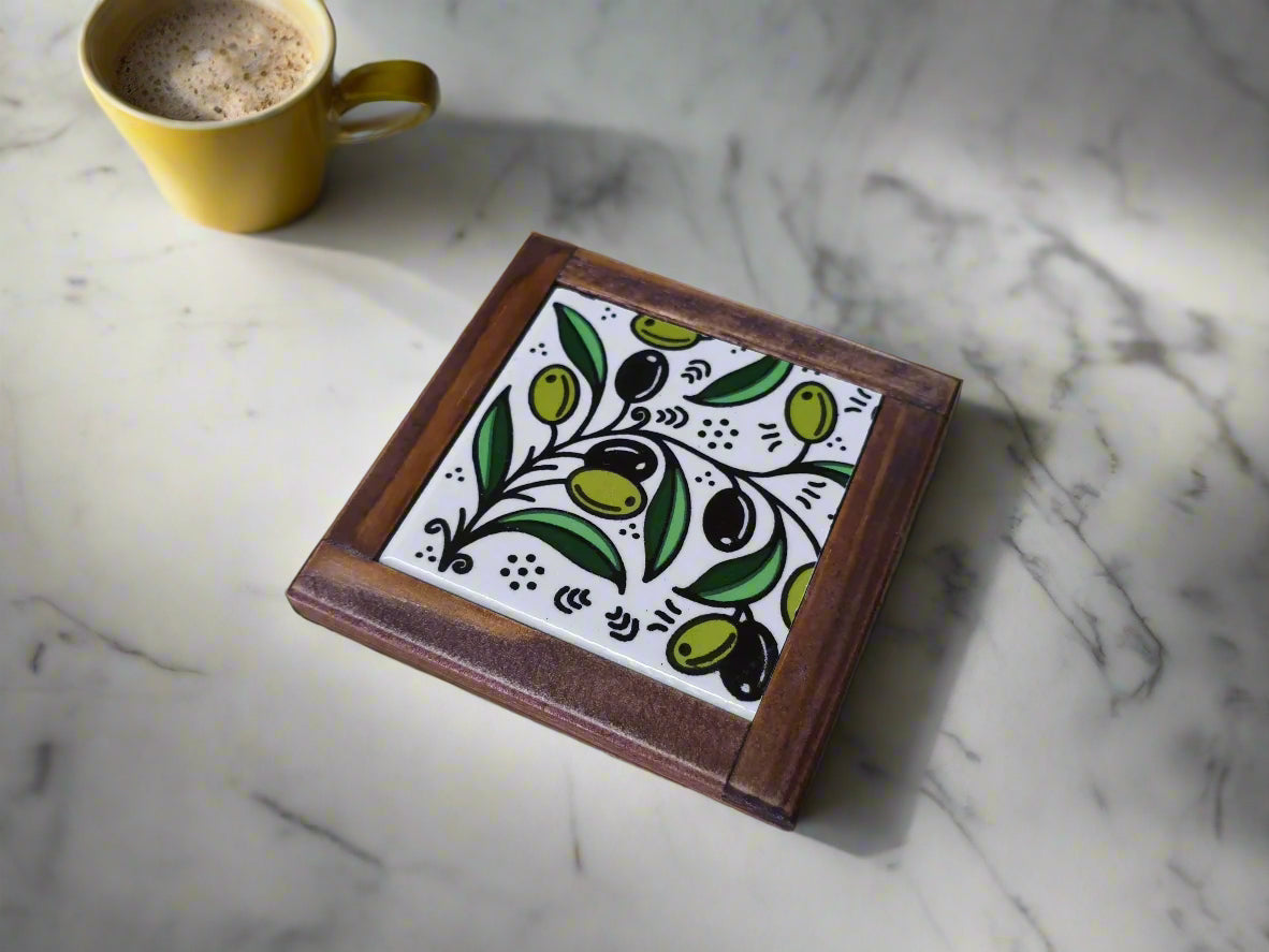 コーヒー・紅茶用パレスチナ製手作り耐熱セラミックコースター