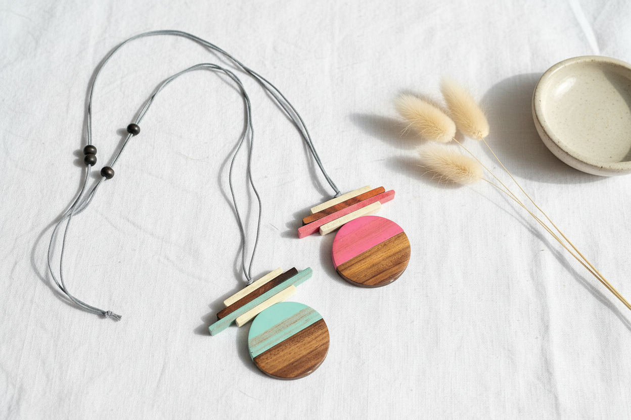Wooden Geometric Shape Necklace