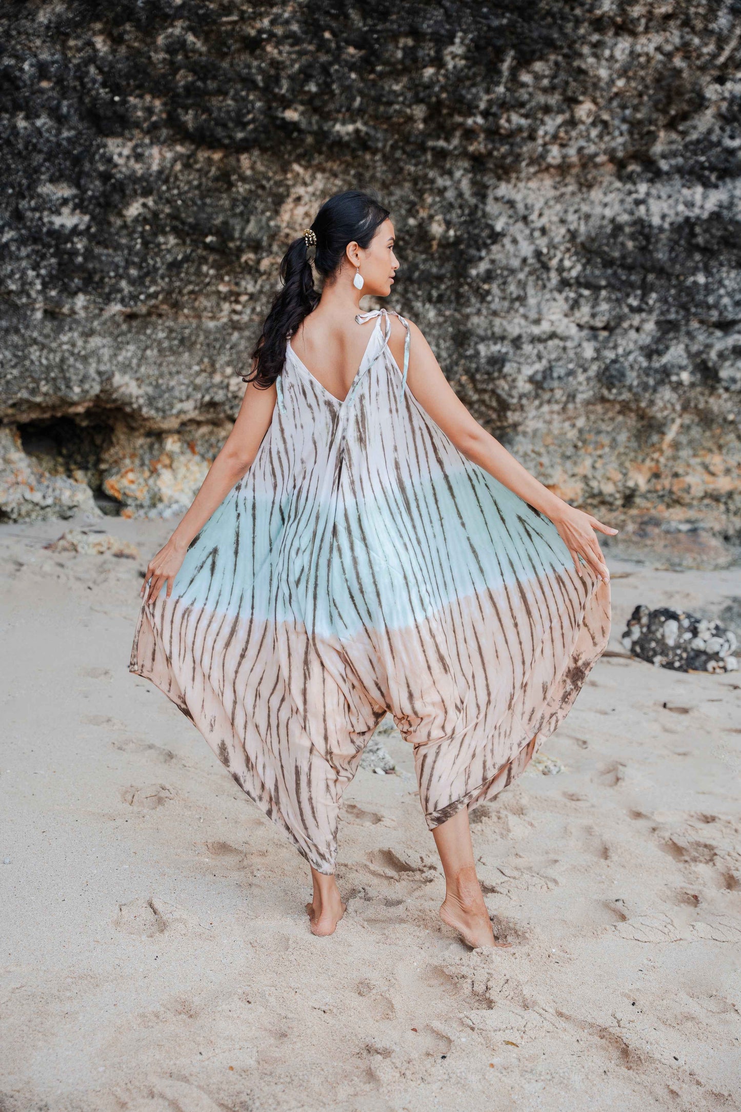 Tie Dye Lapis Ombre Romper - Mint & Brown
