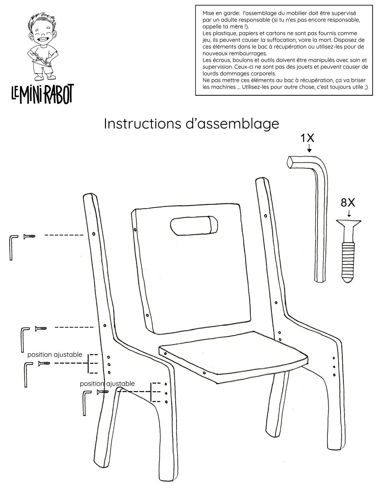 Erweiterungsset für Tisch und Stühle aus Holz für Kinder – Le Mini Curieux