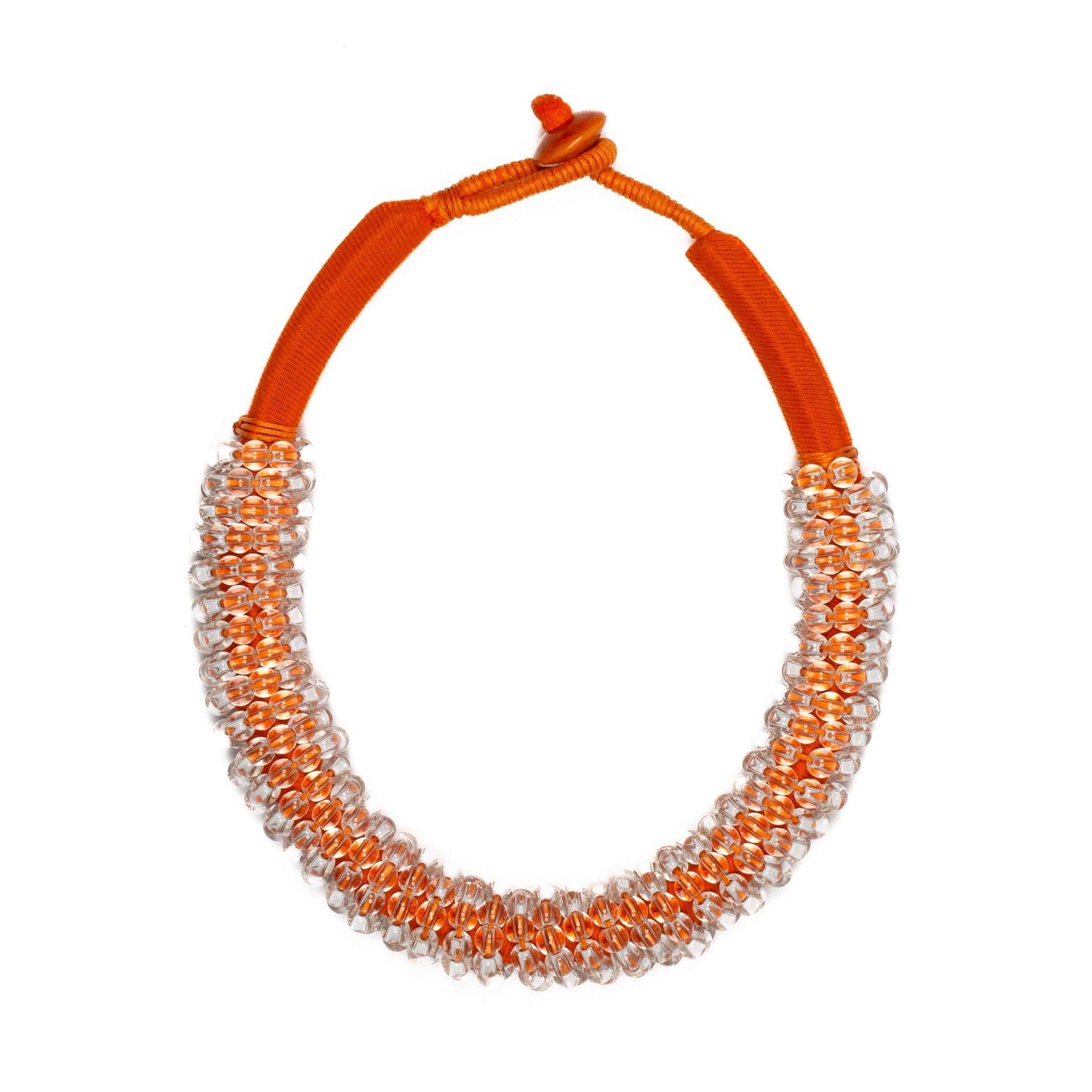 Short Glass Bead & Fabric Wrap Choker