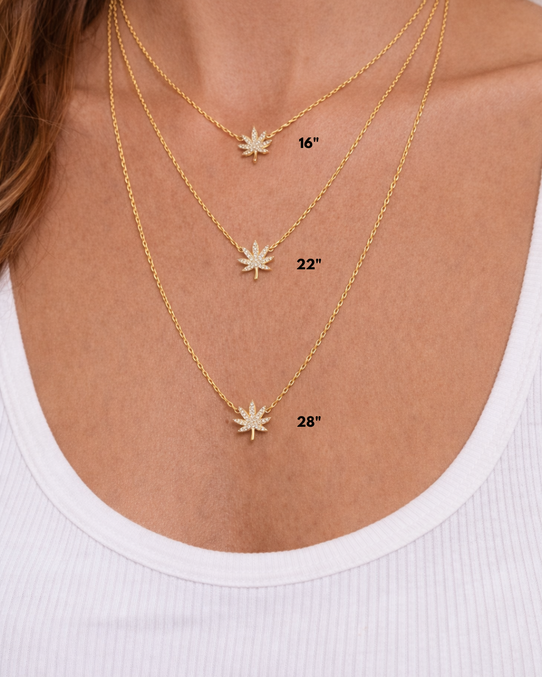 SILVER CANNABIS LEAF NECKLACE