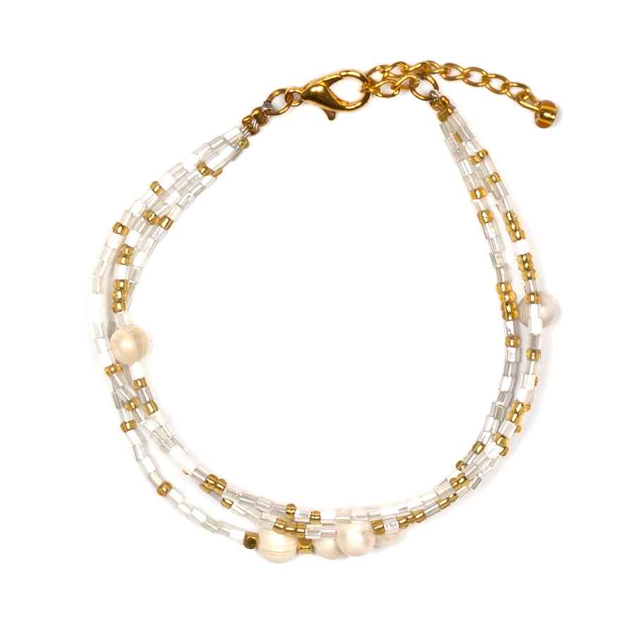 Triple Strand Bracelet With Pearls