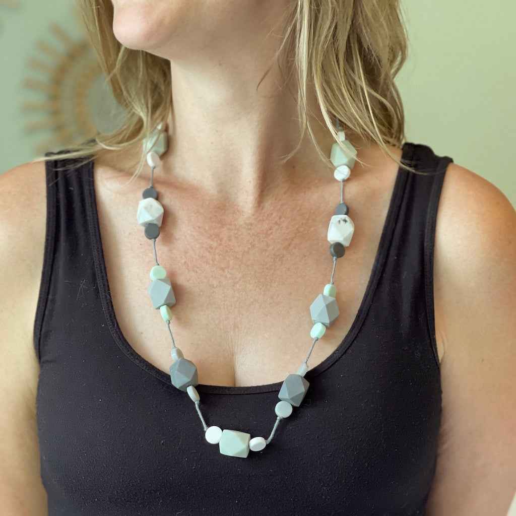 Long Resin Faceted Cube Necklace