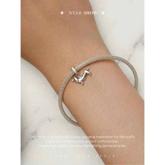 Genuine 925 Sterling Silver Pet Dog Charm For Bracelet - Poodle Dachshund Pendant