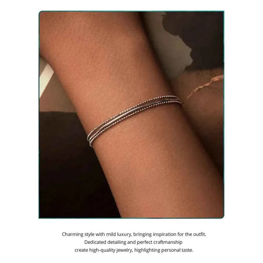 Sterling Silver Triple Layer Bracelet – White Gold Plated