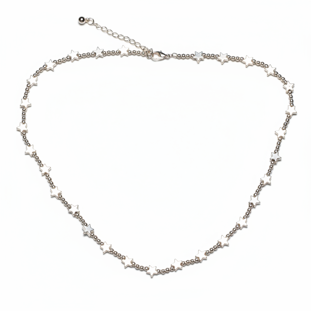 Short Star Necklace In Silver Plate