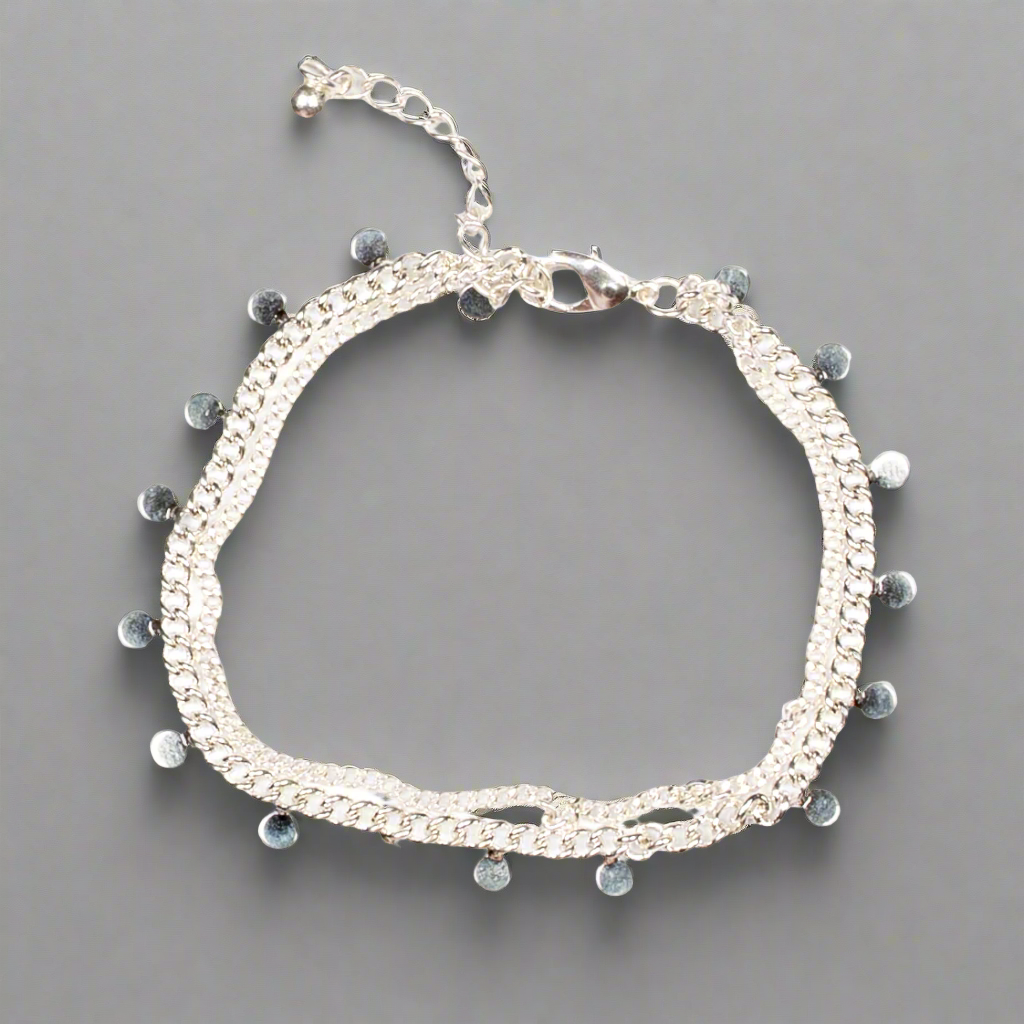 Double Disc Chain Bracelet - Silver Plate