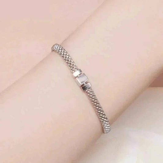 Sterling Silver Braided Square Buckle Bracelet