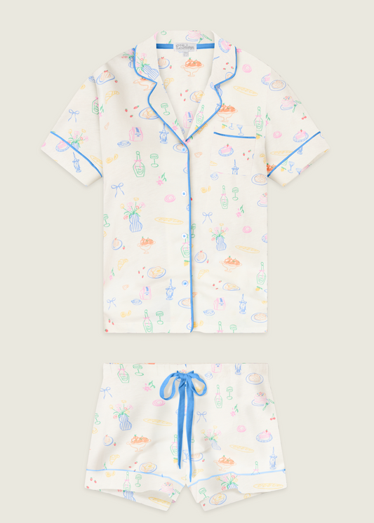 Whimsy Parisian Picnic Short PJ Set