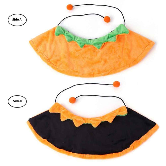Halloween Pumpkin Dog & Cat Cape – Plush Double-Sided Pet Cloak with Optional Hat