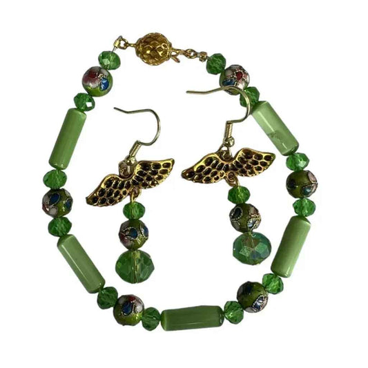 Bracelet et boucle d'oreille treillis