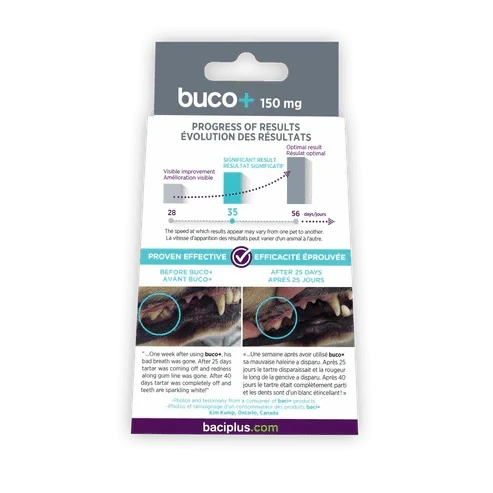 Buco+ 150mg – Soins Dentaires Naturels pour Chiens et Chats +15KG